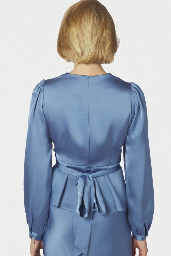 Rista Heavy Sateen Blouse - Smoke Blue