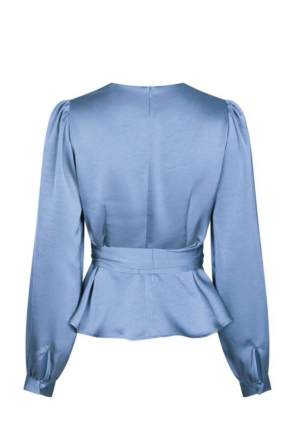 Rista Heavy Sateen Blouse - Smoke Blue