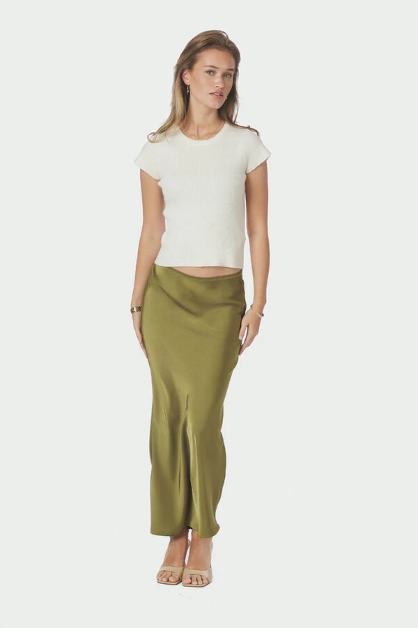 Vicky Heavy Sateen Skirt - Sage Green