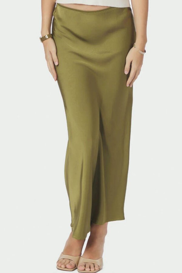 Vicky Heavy Sateen Skirt - Sage Green