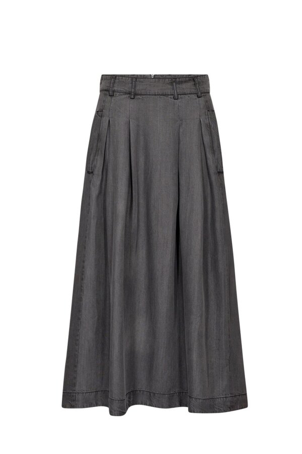 Anya Denim Pleat Skirt - Mid Grey