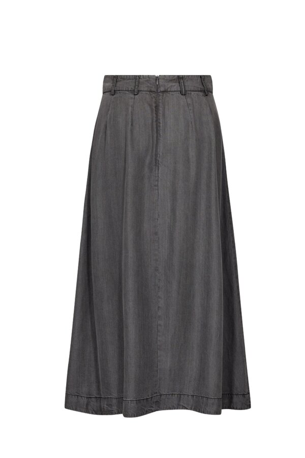 Anya Denim Pleat Skirt - Mid Grey