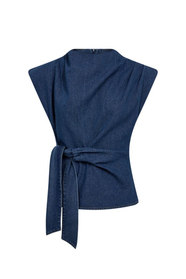 Kimmy Pleat Top - Dark Denim