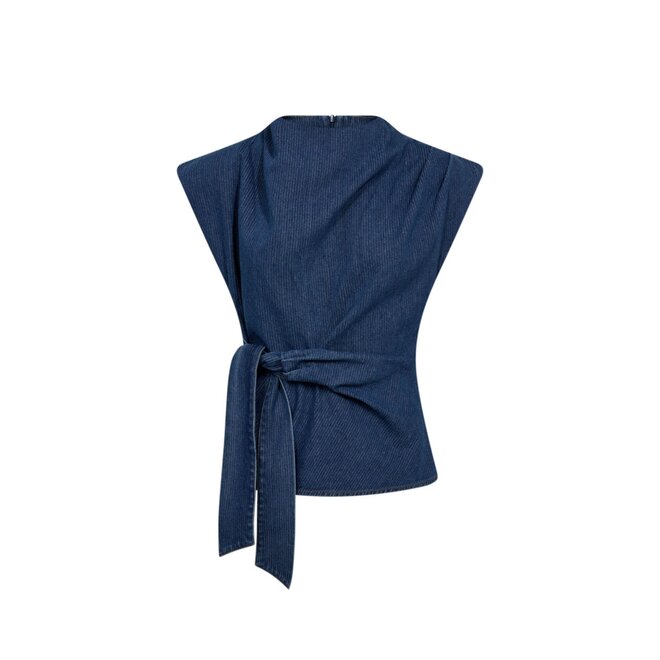 Kimmy Pleat Top - Dark Denim