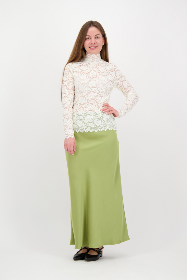 Vicky Heavy Sateen Skirt - Sage Green