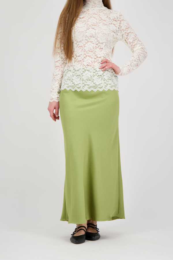 Vicky Heavy Sateen Skirt - Sage Green