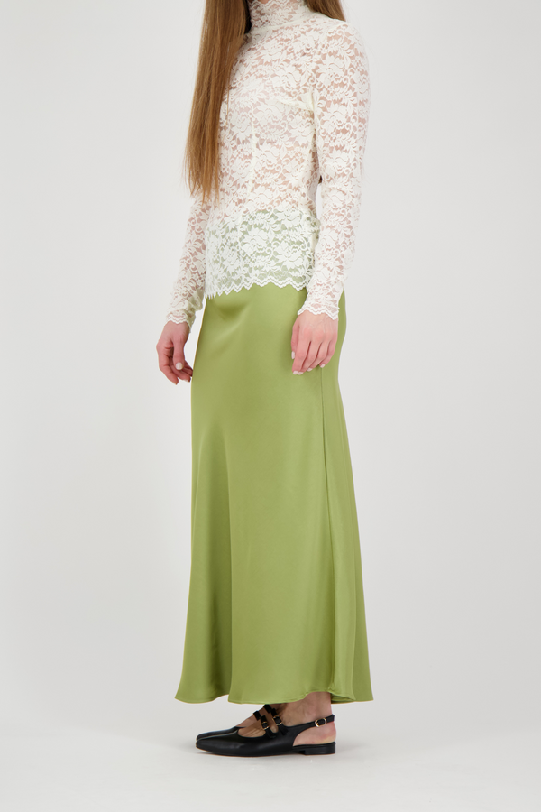 Vicky Heavy Sateen Skirt - Sage Green