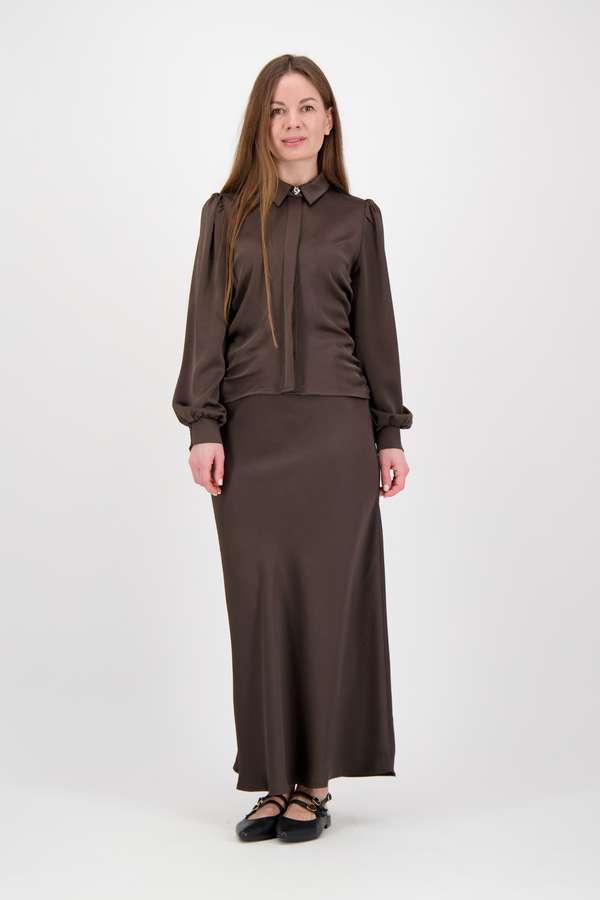 Fransala Heavy Sateen Shirt - Dark Brown
