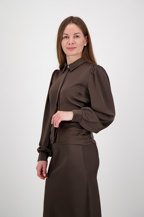 Fransala Heavy Sateen Shirt - Dark Brown