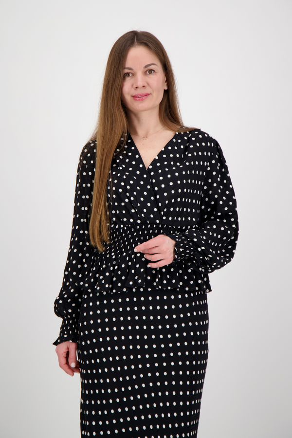 Tamona Crepe Dot Blouse - Black