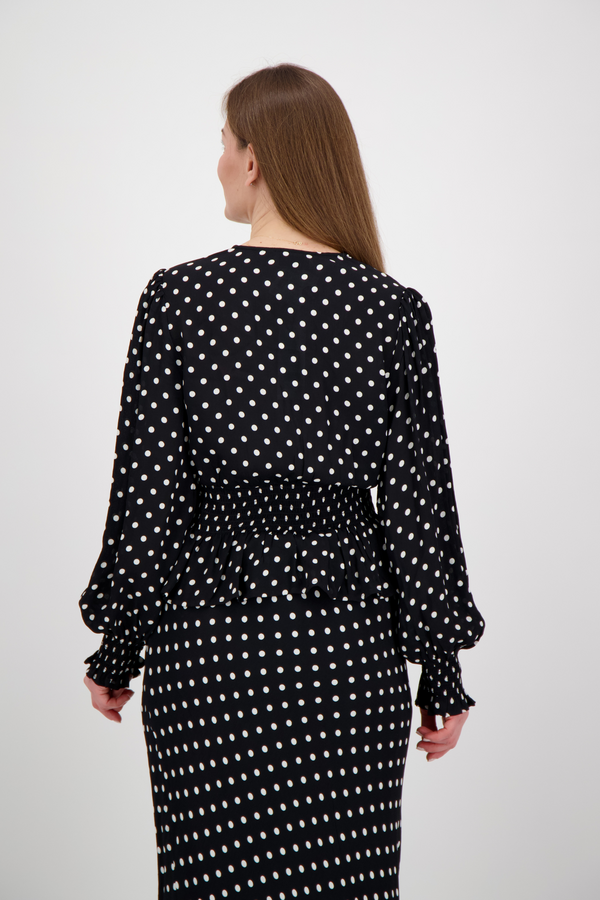 Tamona Crepe Dot Blouse - Black