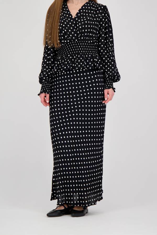 Viso Crepe Dot Skirt - Black