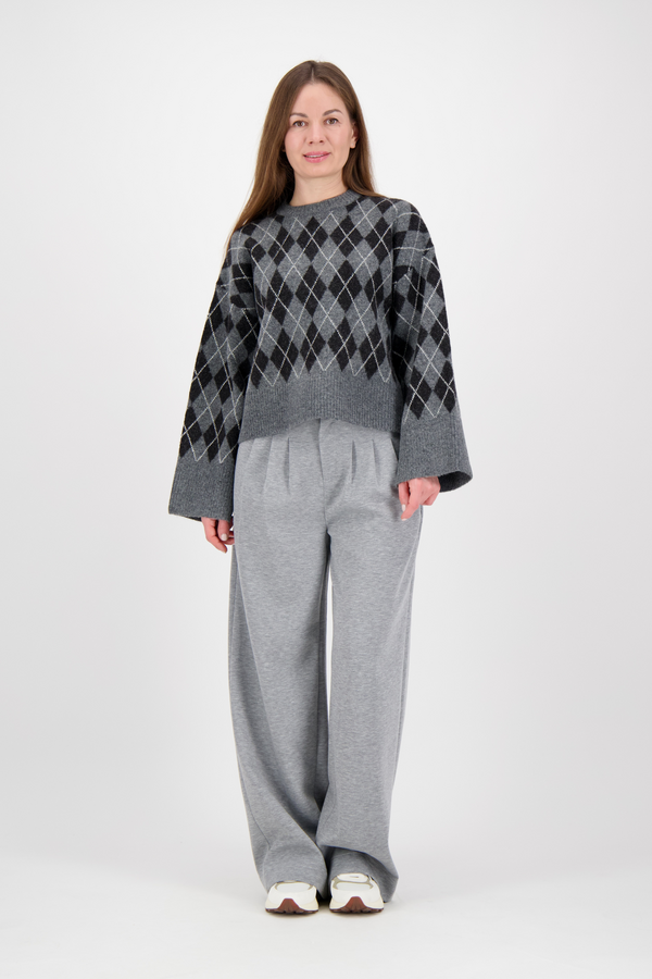 Kick Check Knit Blouse - Antracit
