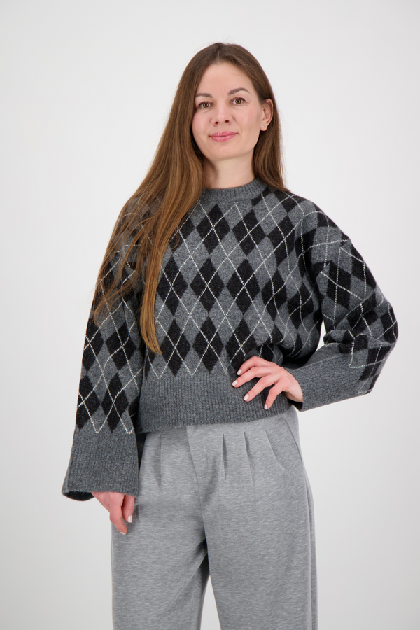 Kick Check Knit Blouse - Antracit
