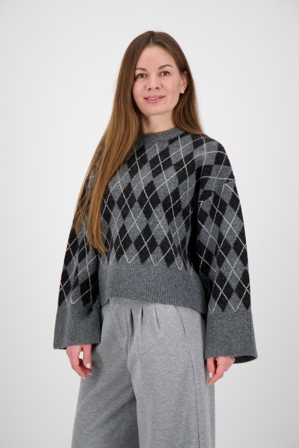 Kick Check Knit Blouse - Antracit