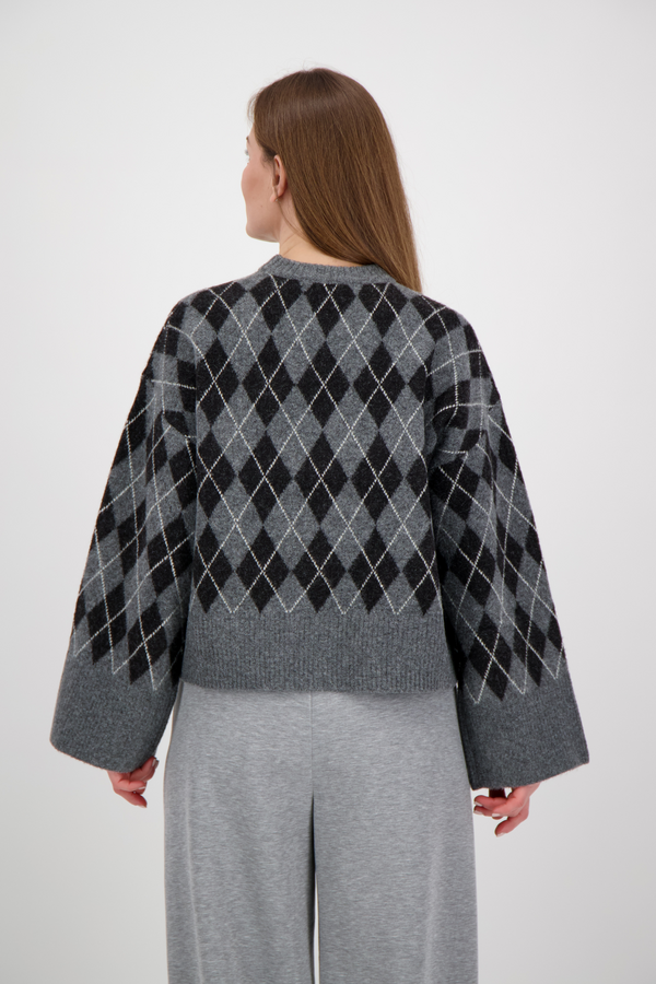 Kick Check Knit Blouse - Antracit