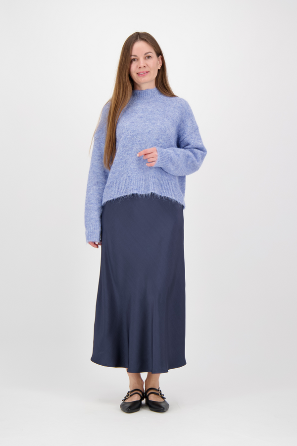 Paulina Fluffy Knit Blouse - Dusty Blue