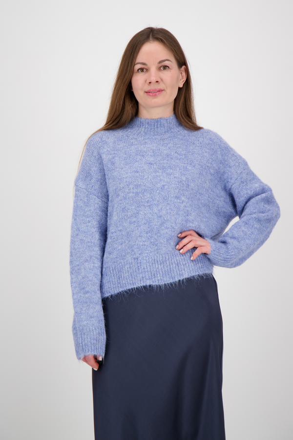 Paulina Fluffy Knit Blouse - Dusty Blue