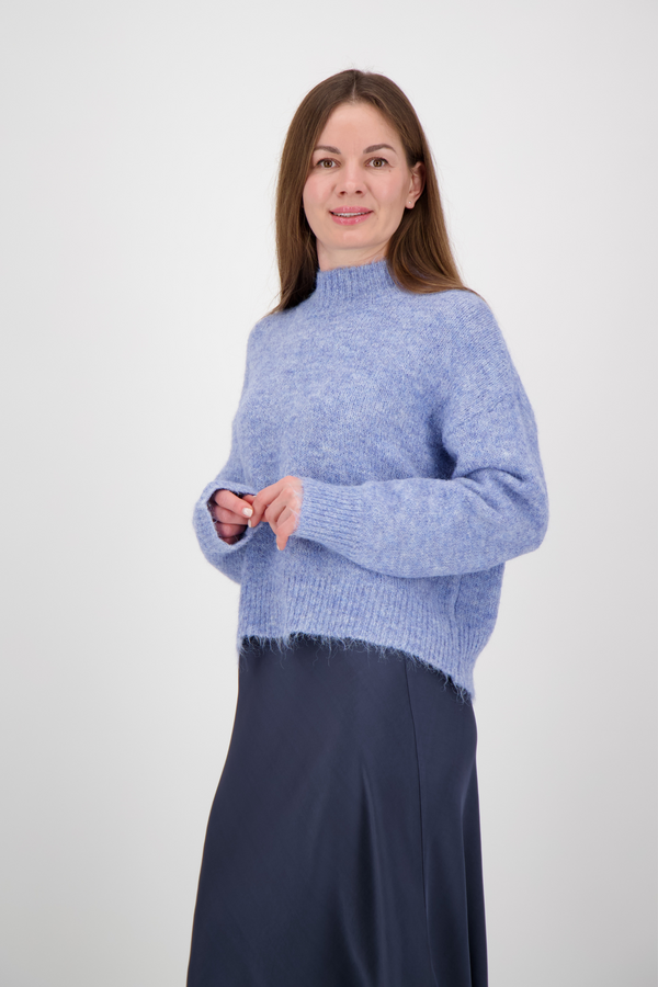 Paulina Fluffy Knit Blouse - Dusty Blue