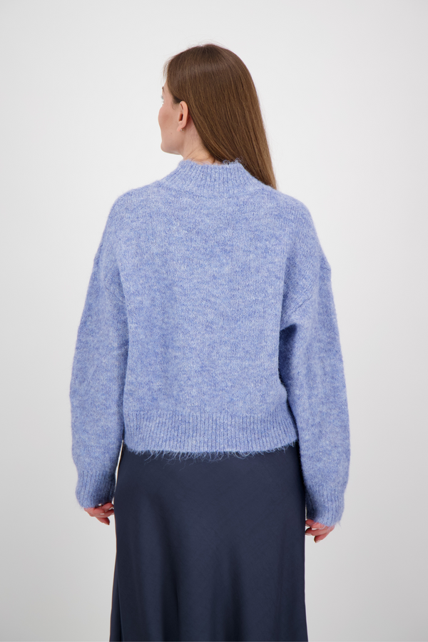 Paulina Fluffy Knit Blouse - Dusty Blue