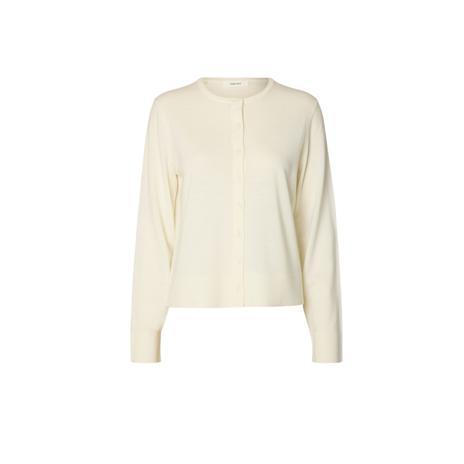 Thea LS Knit Merino Cardigan NOOS - Egret
