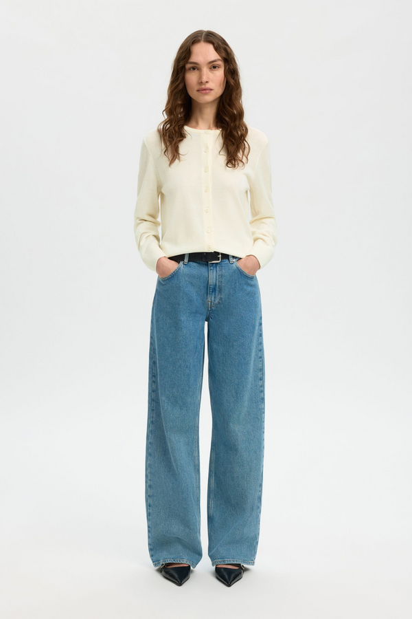 Thea LS Knit Merino Cardigan NOOS - Egret