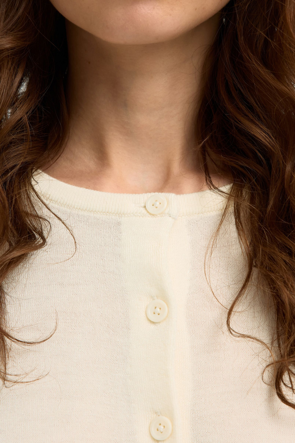 Thea LS Knit Merino Cardigan NOOS - Egret