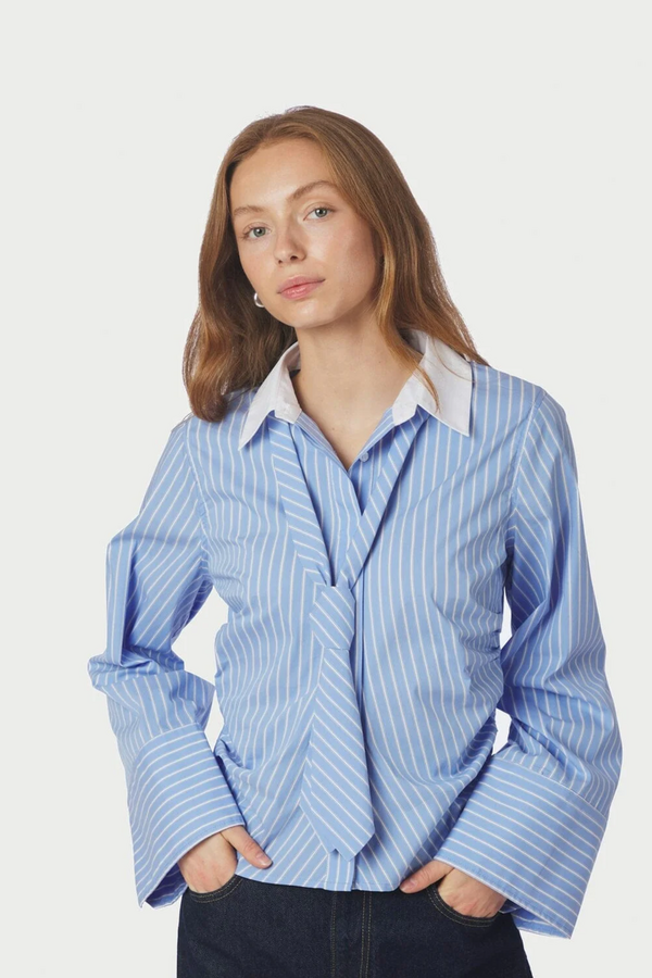 Francesca Stripe Shirt - Light Blue