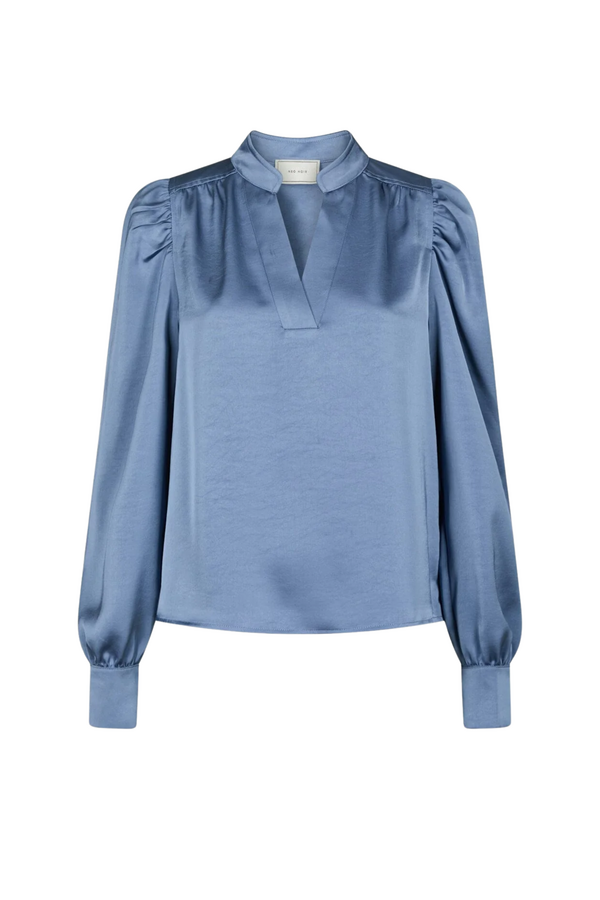 Rosslyn Heavy Sateen Blouse - Smoke Blue
