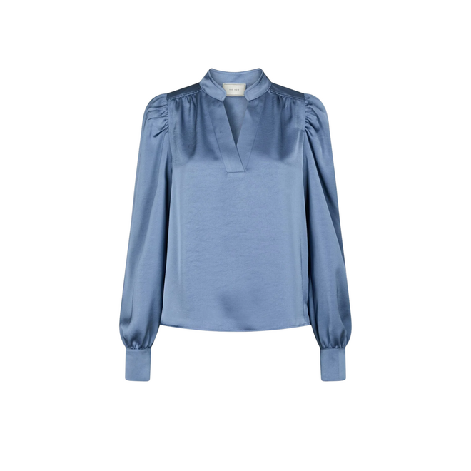 Rosslyn Heavy Sateen Blouse - Smoke Blue