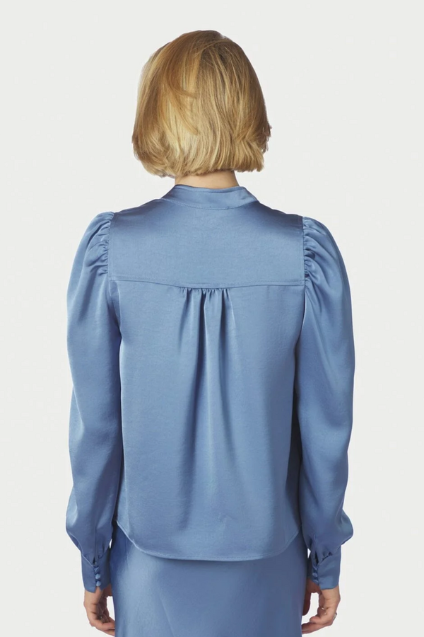 Rosslyn Heavy Sateen Blouse - Smoke Blue