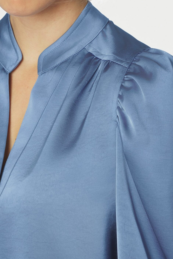 Rosslyn Heavy Sateen Blouse - Smoke Blue
