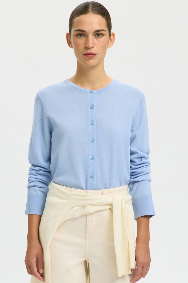 Thea LS Knit Merino Cardigan NOOS - Cashmere Blue