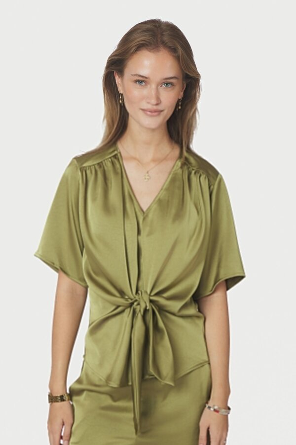 Casadia Heavy Sateen Blouse - Sage Green