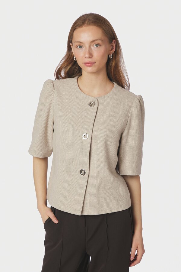 Xanthe Light Herringbone Blazer - Sand