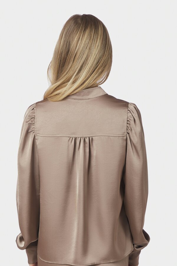 Rosslyn Heavy Sateen Blouse - Dark Taupe