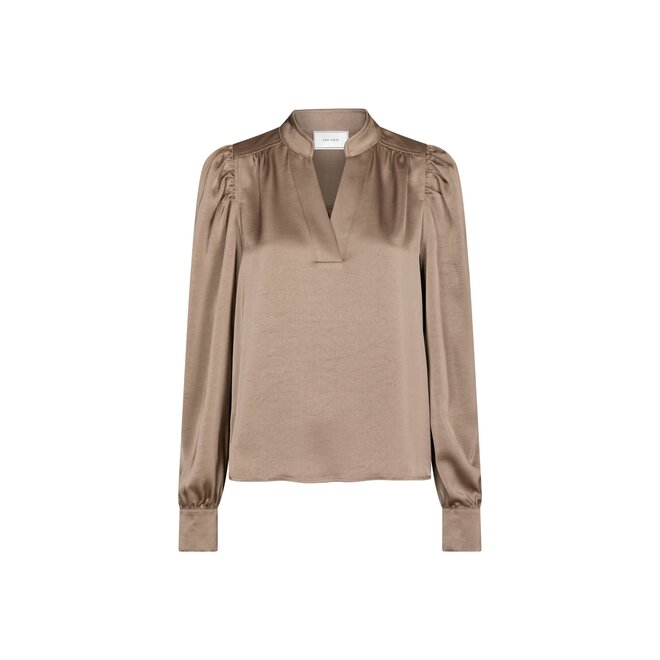 Rosslyn Heavy Sateen Blouse - Dark Taupe