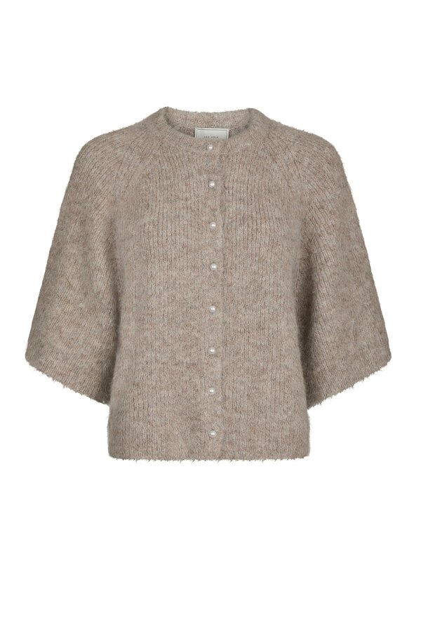 Amaya Fluffy Knit Cardigan - Beige Melange