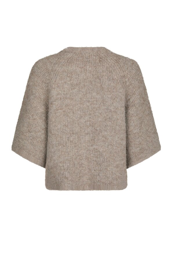 Amaya Fluffy Knit Cardigan - Beige Melange