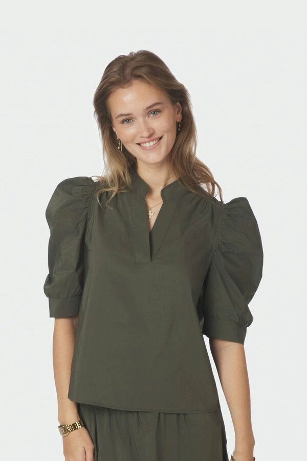 Roella Poplin Blouse - Army