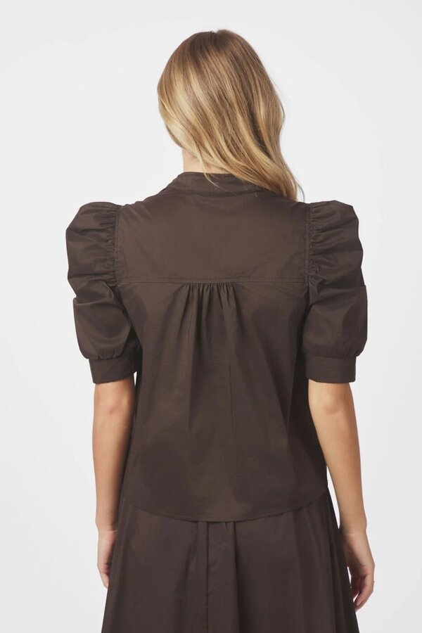 Roella Poplin Blouse - Chocolate Brown