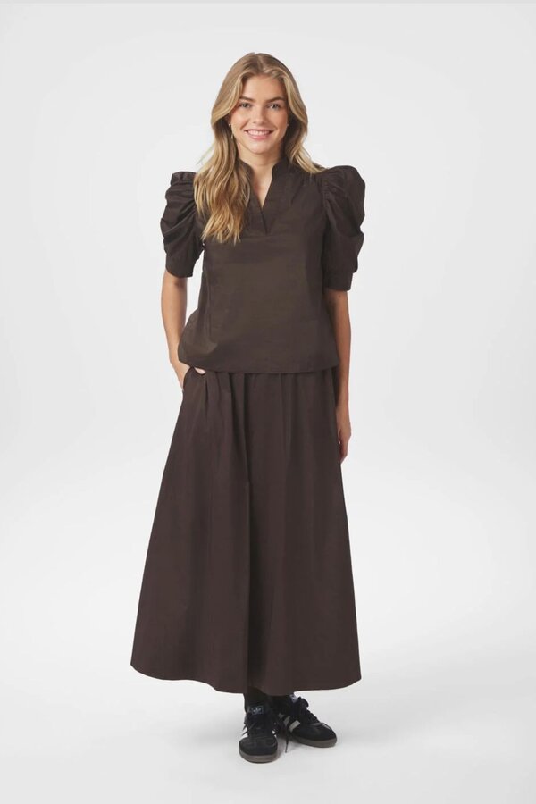 Roella Poplin Blouse - Chocolate Brown