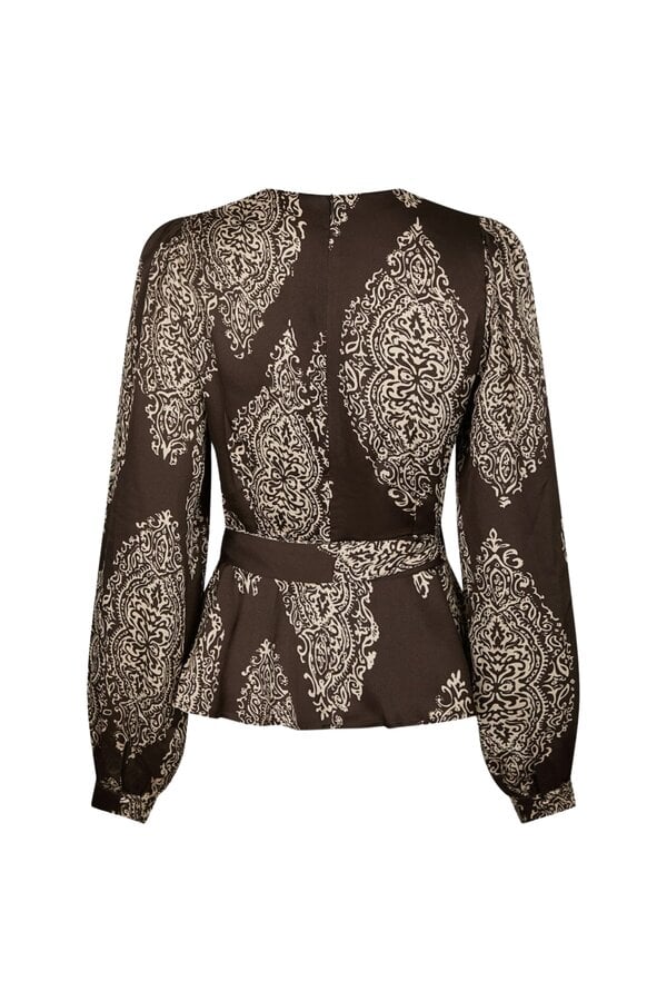 Rista Paisley Drop Blouse - Dark Brown