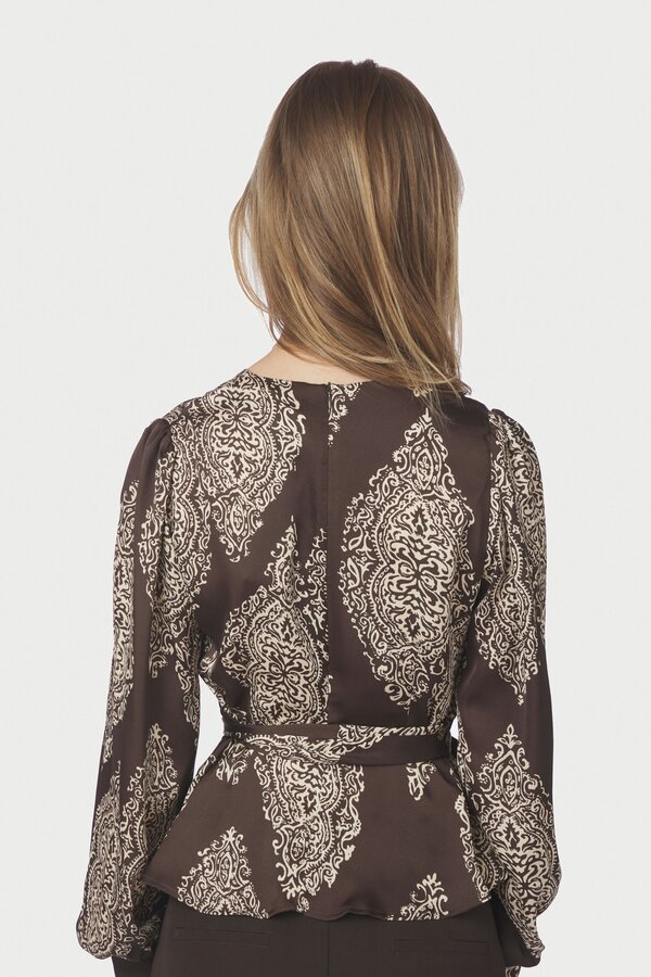 Rista Paisley Drop Blouse - Dark Brown