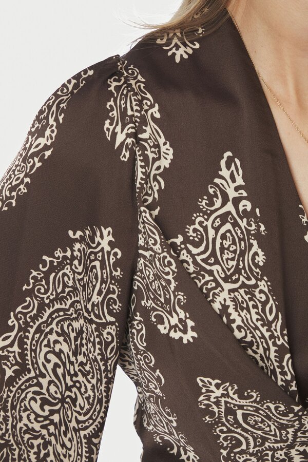 Rista Paisley Drop Blouse - Dark Brown
