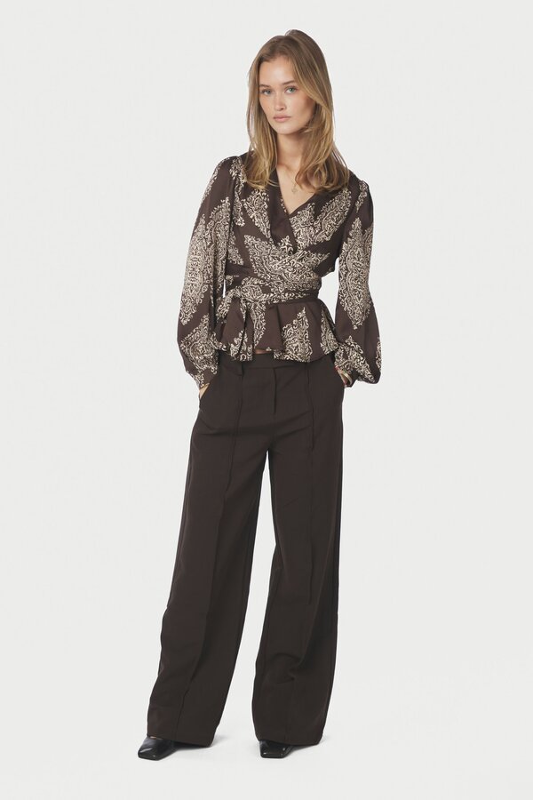 Rista Paisley Drop Blouse - Dark Brown