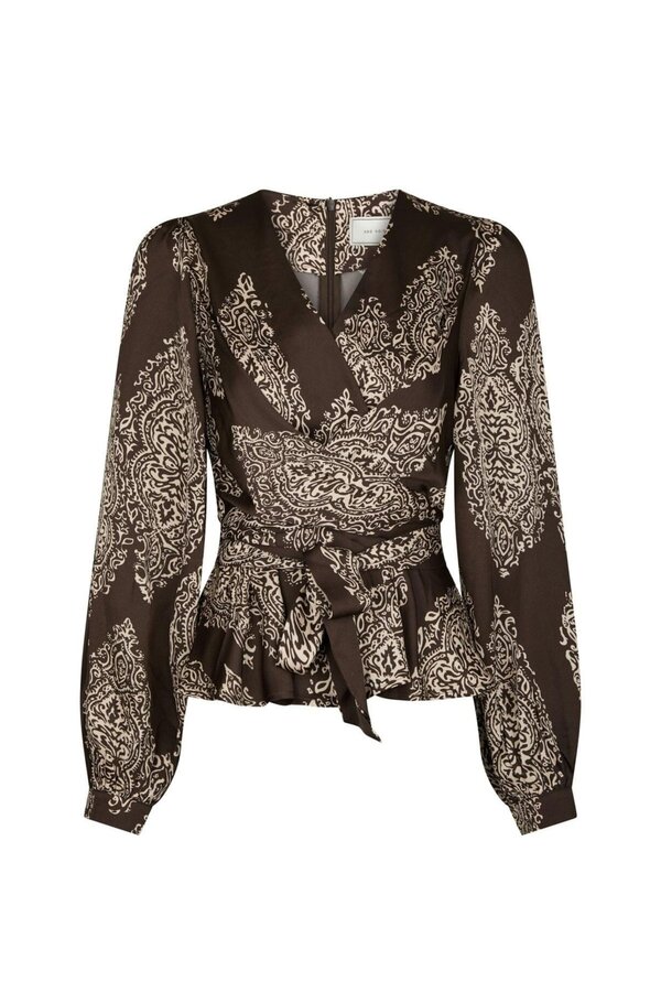Rista Paisley Drop Blouse - Dark Brown