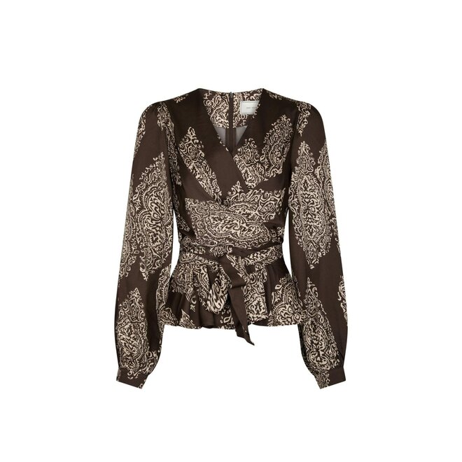 Rista Paisley Drop Blouse - Dark Brown