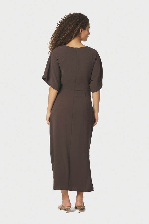Miloine Drape Dress - Dark Brown