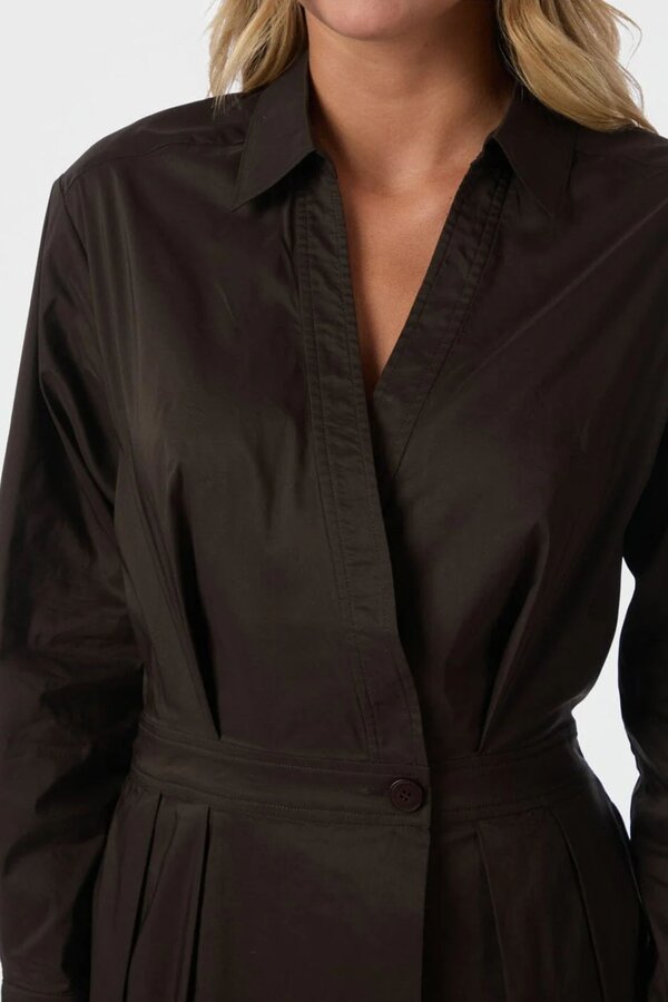 Ottana Poplin Dress - Chocolate Brown